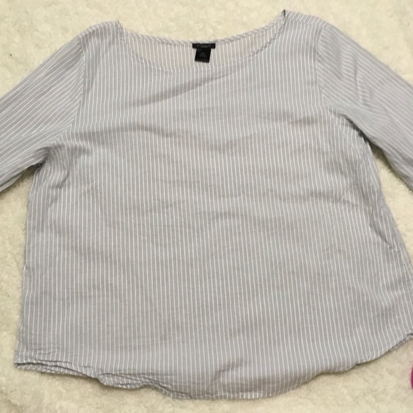 Ann Taylor Tops - Ann Taylor striped blouse lace sleeve size xl